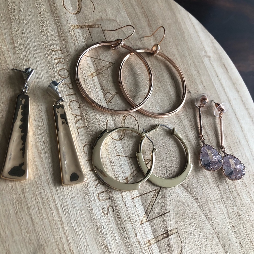Elegant Gold and Rose Gold Hoop Earrings Set~ 4 pairs